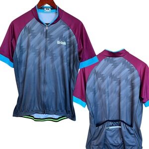Uriah Cycling Jersey Womens XXL Gray Maroon Full Zip Racing Bicycle Workout Race